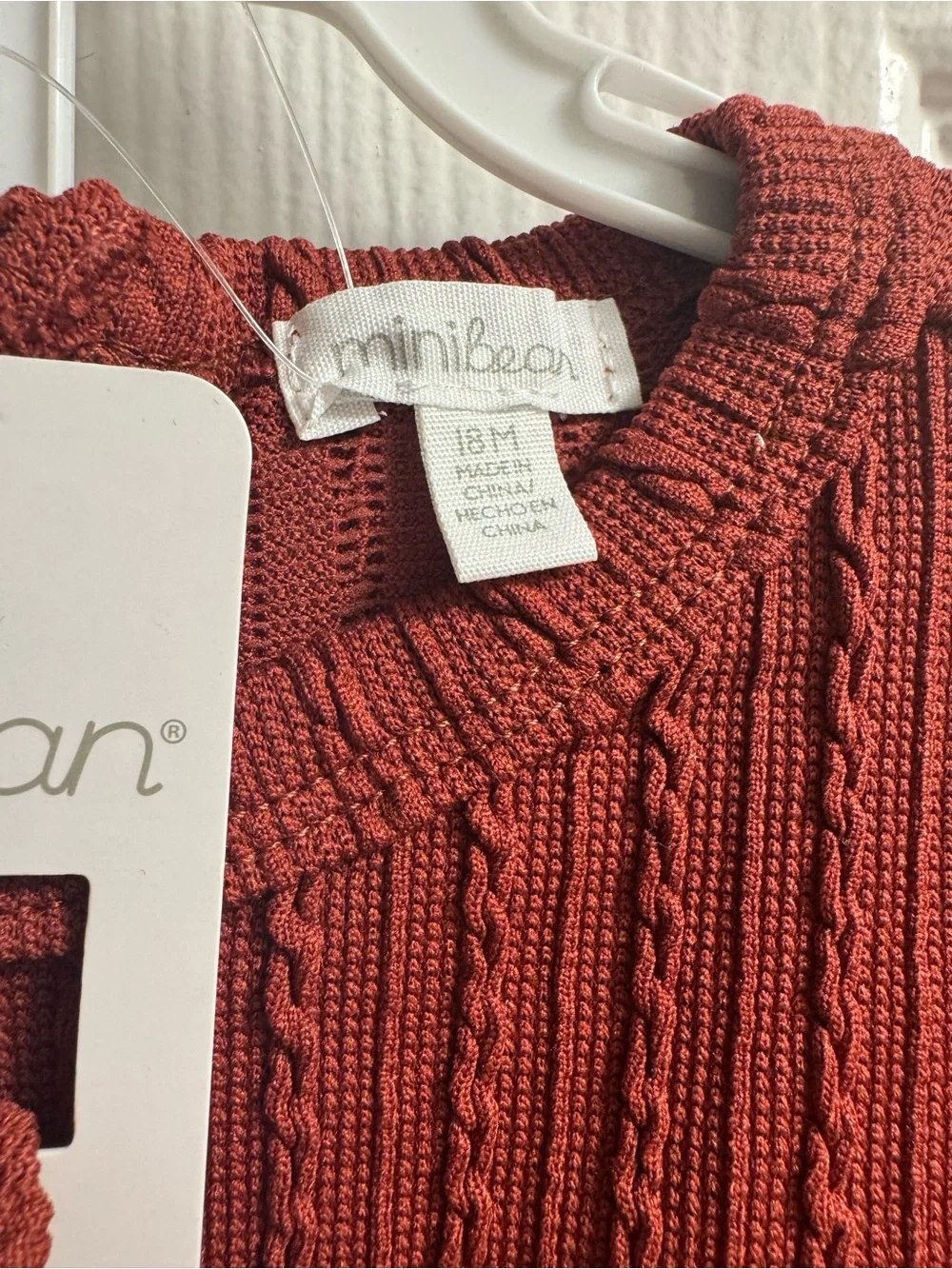 Mini Bean Girls' Ribbed Two-Piece Pajama Set in Rust